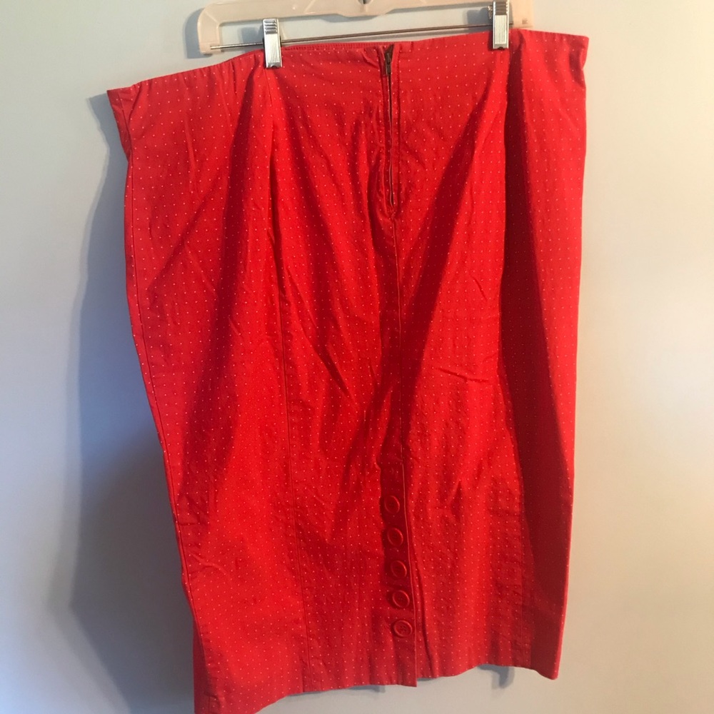 Torrid Plus Size Red Polka Dot Button Pencil Skirt